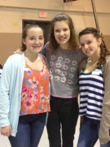 (L/R) Emily Bacon, 14, Marigrace Huntington, 13, and Grace Ciaccia, 14
