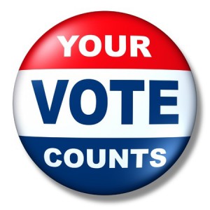 11495595 - patriotic vote button badge election politics symbol
