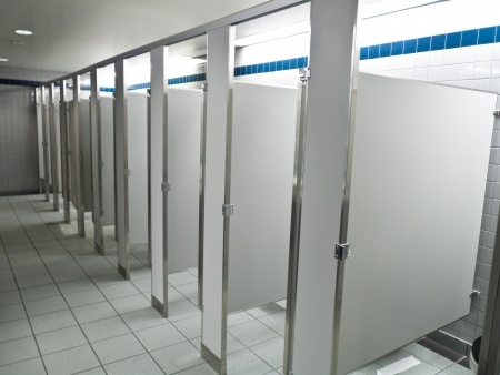 6276693 - row of new public bathroom stalls
