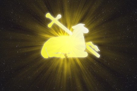 7205775 - illuminated lamb and cross in the sky